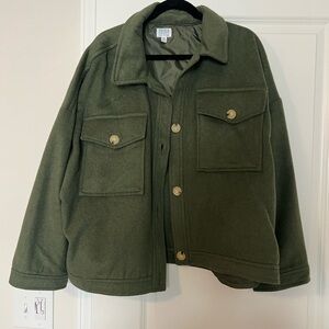 Time and Tru Green Lightweight Utility Jacket